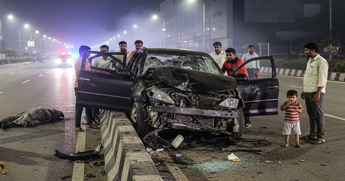 નવસારીમાં મધરાતે ગંભીર અકસ્માત, કાર ડિવાઈડર સાથે અથડાતા એકનું મોત, ત્રણ નાનાં બાળકો ઘાયલ