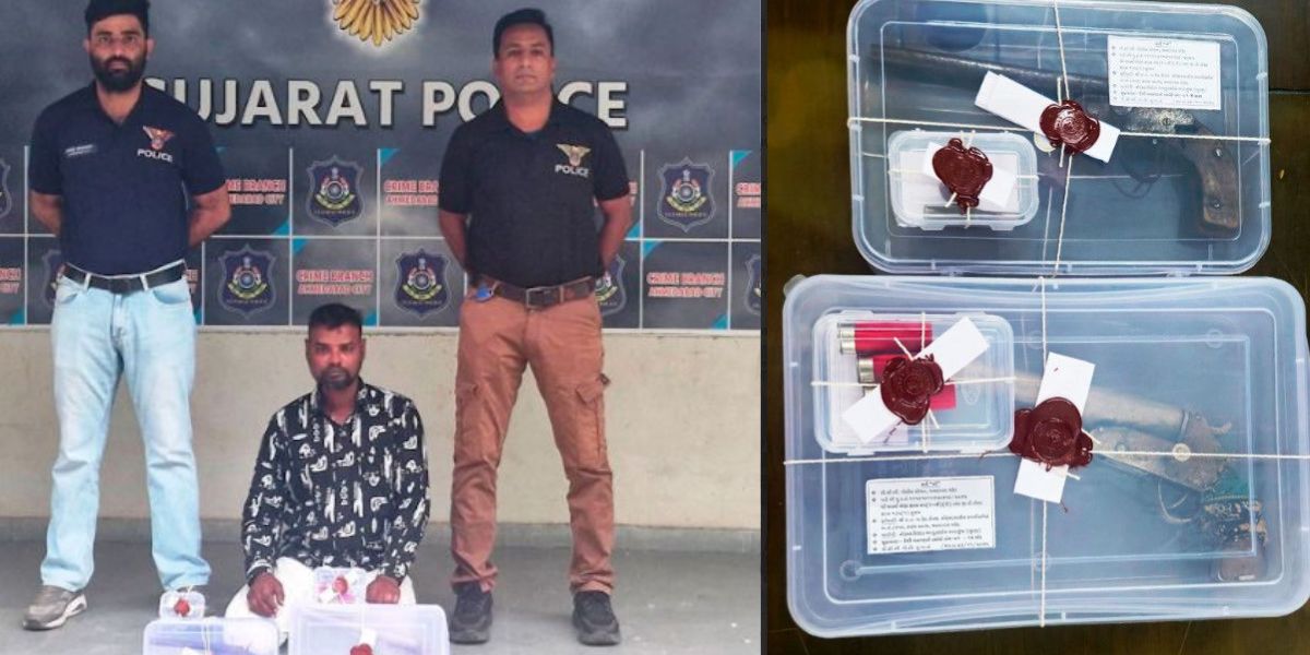 અમદાવાદ: ક્રાઇમ બ્રાન્ચે બાપુનગરમાંથી 2 દેશી પિસ્તોલ અને 4 જીવતા કારતૂસ સાથે શખસને ઝડપ્યો