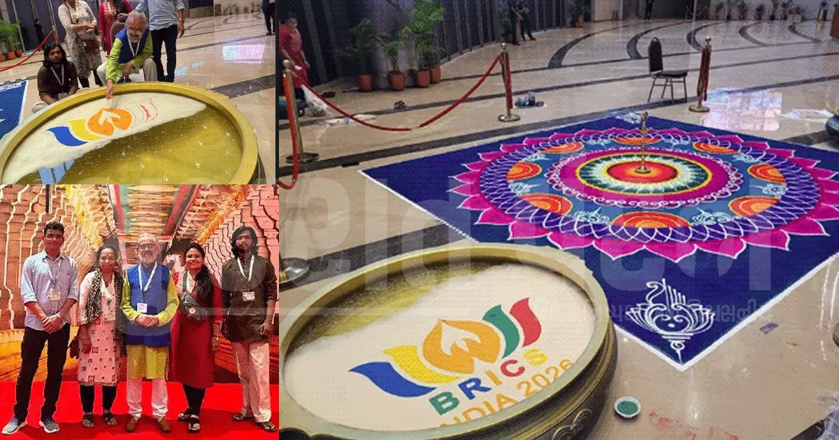 વડોદરાના આર્ટિસ્ટની અનોખી કળા! BRICS સમિટમાં પાણી પર બનાવ્યો લોગો
