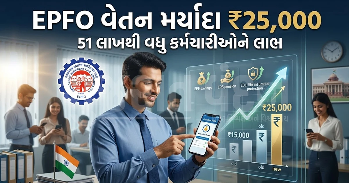 EPFOનો મોટો નિર્ણય: નોકરિયાતો માટે વેતન મર્યાદા ₹15,000થી વધારીને ₹25,000 કરાઈ, 51 લાખથી વધુ લોકોને મળશે ફાયદો