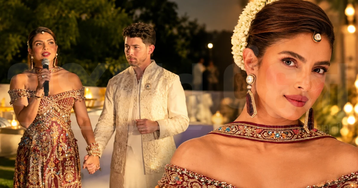 વિદેશમાં દેશી ગર્લનો દિવાળી જલવો: પ્રિયંકા ચોપરાએ મોર્ડન ગાઉન સાથે પહેર્યો ગજરો અને માંગ ટીકો, નિક જોનાસ પણ દેશી લૂકમાં ચમક્યા